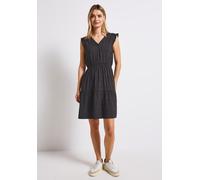 Tunikakleid STREET ONE, Damen, Gr. 46, EURO-Größen, blau (deepwater blau), Stoff, 100% Viskose, bedruckt, normal knielang, V-Ausschnitt, Volant, Kleider, aus Viskose (33830910-46) deepwater blau