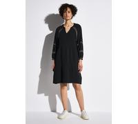 Tunikakleid STREET ONE, Damen, Gr. 46, EURO-Größen, schwarz, Web, 100% Baumwolle, unifarben, normal knieumspielend, Rundhals, Bündchen, Kleider, aus 100% Baumwolle (39637636-46) schwarz