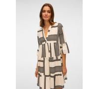 Tunikakleid VERO MODA "VMDICTHE 3/4 TUNIC EXP", Damen, Gr. M (38), N-Gr, schwarz aop:louis, Web, Obermaterial: 100% Baumwolle, bedruckt, relaxed fit kurz, tiefer V-Ausschnitt, Volant, Kleider, Baumwol