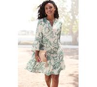 Tunikakleid VIVANCE "im sommerlichen Boho-Stil mit Volant aus Viskose-Webware", Damen, Gr. 38, N-Gr, grün (creme, salbeigrün bedruckt), Web, Obermaterial: 100% Viskose, bedruckt, figurumspielend ca. M
