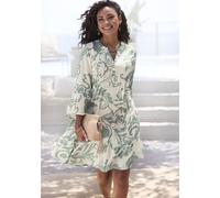 Tunikakleid VIVANCE "im sommerlichen Boho-Stil mit Volant aus Viskose-Webware", Damen, Gr. 40, N-Gr, grün (creme, salbeigrün bedruckt), Web, Obermaterial: 100% Viskose, bedruckt, figurumspielend ca. M