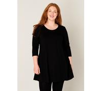 Tunikashirt BASE LEVEL CURVY "Aria", Damen, Gr. 46, schwarz, Single Jersey, Obermaterial: 94% Viskose, 6% Elasthan, unifarben, figurumspielend ca. Mitte Oberschenkel, Rundhals, Shirts, mit Rundhalsaus
