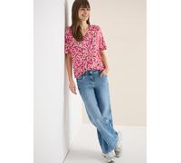 Tunikashirt CECIL, Damen, Gr. M (40), beetroot pink, Web, 50% Modal, 50% Baumwolle, geblümt, normal normal, V-Ausschnitt, abgesteppt, Shirts, mit V-Ausschnitt (47651965-M) beetroot pink