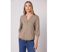 Tunikashirt STREET ONE, Damen, Gr. 38, light terra mocha, Web, 100% Baumwolle, unifarben, comfort fit normal, Rundhals, elastischer Bund, Shirts, mit 3/4 Ärmeln (23975209-38) light terra mocha