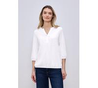 Tunikashirt STREET ONE, Damen, Gr. 38, weiß, Web, 100% Baumwolle, unifarben, comfort fit normal, Rundhals, elastischer Bund, Shirts, mit 3/4 Ärmeln (18131059-38) weiß