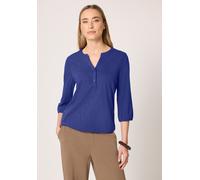 Tunikashirt STREET ONE, Damen, Gr. 40, amparo blau, Web, 100% Baumwolle, unifarben, comfort fit normal, Rundhals, elastischer Bund, Shirts, mit 3/4 Ärmeln (15529547-40) amparo blau