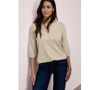 Tunikashirt STREET ONE, Damen, Gr. 40, cotton beige, Web, 100% Baumwolle, unifarben, comfort fit normal, Rundhals, elastischer Bund, Shirts, mit 3/4 Ärmeln (72423826-40) cotton beige