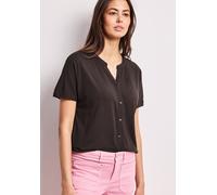 Tunikashirt STREET ONE, Damen, Gr. 40, espresso braun, Stoff, 95% Viskose, 5% Elasthan, unifarben, normal normal, Rundhals, abgesteppt, Shirts, mit geschlitztem Rundhalsausschnitt (53501062-40) espres