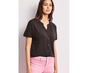 Tunikashirt STREET ONE, Damen, Gr. 40, espresso braun, Stoff, 95% Viskose, 5% Elasthan, unifarben, normal normal, Rundhals, abgesteppt, Shirts, mit geschlitztem Rundhalsausschnitt (53501062-40) espres