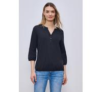 Tunikashirt STREET ONE, Damen, Gr. 44, shadowed navy, Web, 100% Baumwolle, unifarben, comfort fit normal, Rundhals, elastischer Bund, Shirts, mit 3/4 Ärmeln (87868852-44) shadowed navy