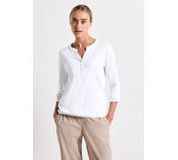 Street One Frauen Split Neck Jersey-Shirt in Weiß, Gr: 46