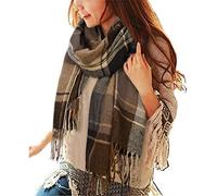 Tuopuda Damen Schal Kariert Pashmina XXL Stolen übergroßer Herbstschal Winterschal Karo Tartan Schultertuch Plaid Deckenschal Modeschal Weicher Warmer Oversized Fransen Poncho, S