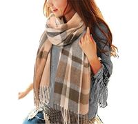 Tuopuda Damen Schal Kariert Pashmina XXL Stolen übergroßer Herbstschal Winterschal Karo Tartan Schultertuch Plaid Deckenschal Modeschal Weicher Warmer Oversized Fransen, Orange, Einheitsgröße
