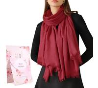 Tuopuda Damen Schal Stola Festlich Elegante Scarves Muslim Kopftuch Halstuch Hijab Umschlagstuch für Abendkleid Braut Hochzeit Sonnenschutz Frühling Sommer Herbst Winter Geschenk 195 x 95CM, Rot