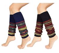 Tuopuda Leg Warmers Stulpen Damen Overknees Strümpfe, Armstulpen Lange Wärmesocken Warm Bequem Beinwärmer Kniestrümpfe Stricksocken Stiefelsocken 80er Jahre Outfit, Schwarz 1 Paar + Marine 1 Paar,