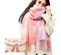 Tuopuda Schal Damen Winter Herbst Oversized Kaschmir Quadratisch Deckenschal Karo Tartan Streifen Plaid Muster Herbstschal Winterschal lange Weich Wraps