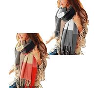 Tuopuda Schal Damen Winter Herbst Oversized Kaschmir Quadratisch Deckenschal Karo Tartan Streifen Plaid Muster Herbstschal Winterschal lange Weich Wraps