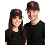 Tupac Damen und Herren Hip Hop Cap mit Tupac-Stickerei 2PAC Flat-Rim TC108517TUP3 Schwarz/Rot