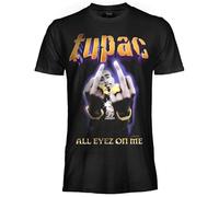 Tupac Offizielles T-Shirt All Eyez On Me Unisex Baumwolle Regular Fit für Erwachsene und Jungen, Schwarz , Small