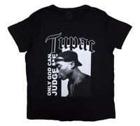 Tupac T Shirt 2PAC Only God can Judge Me offiziell Damen Boyfriend Fit Schwarz L