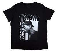 Tupac T Shirt 2PAC Only God can Judge Me offiziell Damen Boyfriend Fit Schwarz S