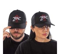 Tupac Unisex-Baseballkappe mit Kreuz-Logo, Farbe: Schwarz, Größe: O/S, Schwarz, Einheitsgröße
