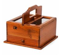 TUPOSTAR Vintage NäHkäStchen Aus Holz Mit Schublade, GroßZüGiger Aufbewahrung Organizer, Bastelkasten Aus Massivholz Mit Griff, Mehrere FäCher, FüR NäHzubehöR Und Bastelarbeiten,01