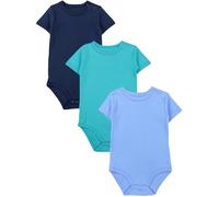 TupTam Baby Body Kurzarm - 3er Set aus 100% Baumwolle röße 134, Farbe: Jeansblau/Dunkelblau/Dunkelgrün, Größe: 110