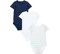 TupTam Baby Body Kurzarm - 3er Set aus 100% Baumwolle röße 134, Farbe: Streifen Grün Blau/Dunkelblau/Mintgrün, Größe: 122