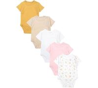TupTam Baby Body Kurzarm 5er Pack - Wickelbody Body Baby aus Baumwolle für Jungen und Mädchen, Farbe: Pink_Beige_Gelb_Vögel, Größe: 62