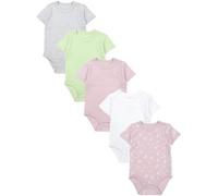TupTam Baby Body Kurzarm 5er Pack - Wickelbody Body Baby aus Baumwolle für Jungen und Mädchen, Farbe: Pink_Blumen_Punkte_Grau_Grün, Größe: 68