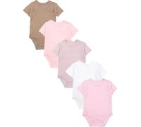TupTam Baby Body Kurzarm 5er Pack - Wickelbody Body Baby aus Baumwolle für Jungen und Mädchen, Farbe: Pink_Weiß_Beige, Größe: 56