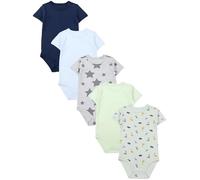 TupTam Baby Body Kurzarm - 5er Set Body Baby aus Baumwolle - Weicher, Atmungsaktiver Kurzarm Body Baby Jungen, Farbe: Grün_Dino_Blau_Sterne, Größe: 104
