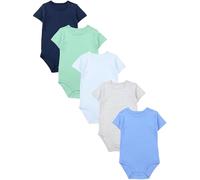 TupTam Baby Body Kurzarm - 5er Set Body Baby aus Baumwolle - Weicher, Atmungsaktiver Kurzarm Body Baby Jungen, Farbe: Dunkelblau Blau Grün, Größe: 98