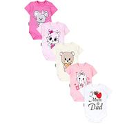 TupTam Baby Body Kurzarm im 5er Pack - Bedruckter Body Baby aus Baumwolle für Jungen und Mädchen, Farbe: I love Mum Dad Weiß Katze Maus Rosa Bär Ecru, Größe: 80