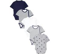TupTam Baby Body Kurzarm Jungen - Wickelbody Kurzarm aus Baumwolle im 5er Set - OEKO-TEX Zertifiziert, Farbe: Streifen Blau Streifen Grau Sterne Blau Weiß Navy, Größe: 68