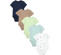 TupTam Baby Body Kurzarm Jungen - Wickelbody Kurzarm aus Baumwolle im 5er Set - OEKO-TEX Zertifiziert, Farbe: Blau_Streifen_Grün_Safari, Größe: 68