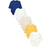 TupTam Baby Body Langarm - Wickelbody Langarm für Jungen & Mädchen, 5er Pack, 100% Baumwolle, OEKO-TEX, Farbe: Gelb_Blau_Beige_Tiere_Grau, Größe: 56