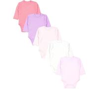 TupTam Baby Body Langarm - Wickelbody Langarm im 5er Pack aus Baumwolle für Mädchen und Jungen, Farbe: Puderrosa Ecru Lavendel, Größe: 68