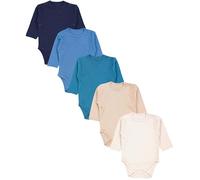 TupTam Baby Body Langarm - Wickelbody Langarm im 5er Pack aus Baumwolle für Mädchen und Jungen, Farbe: Hellbeige Tofu Dunkelblau Dunkelgrün, Größe: 56