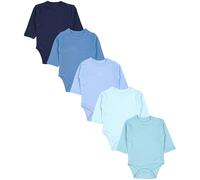 TupTam Baby Body Langarm - Wickelbody Langarm im 5er Pack aus Baumwolle für Mädchen und Jungen, Farbe: Dunkelblau Allure Hellblau Hellpetrol, Größe: 62