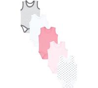 TupTam Baby Body Mädchen 5er Pack - Ärmelloser Body Baby aus Baumwolle, Ideal als Unterwäsche oder im Sommer, Farbe: Sternchen Streifen Grau Puderrosa Punkte, Kinder Größe: 98