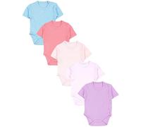 TupTam Baby Body Mädchen 5er Set - Kurzarm Wickelbody aus Baumwolle mit Print, Atmungsaktiv und Hautfreundlich, Farbe: Lila Rosa Puderrosa Altrosa Mintgrün, Größe: 68
