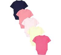 TupTam Baby Body Mädchen 5er Set - Kurzarm Wickelbody aus Baumwolle mit Print, Atmungsaktiv und Hautfreundlich, Farbe: Dunkelblau Rosa Puderrosa Pastelgelb Himbeere, Größe: 68
