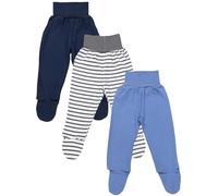 TupTam Baby Jungen Hose mit Fuß 3er Pack Baumwolle Komfortbund, Farbenmix 1, 80