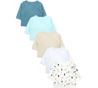 Wickelshirt TUPTAM "Wickelshirt Baby Jungen Langarm Wickelshirt 5er Set", Jungen, Gr. 56, bunt (blau_beige_bären_streifen), Obermaterial: 100% Baumwolle CO., Shirts (24320546-56) blau_beige_bären_stre