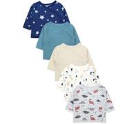 Wickelshirt TUPTAM "Wickelshirt Baby Jungen Langarm Wickelshirt 5er Set", Jungen, Gr. 50, rot (blau_sternen_beige_bären_dino), Obermaterial: 100% Baumwolle CO., Shirts (18247812-50) blau_sternen_beige