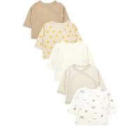 TupTam Baby Jungen Langarm Wickelshirt Baumwolle 5er Set, Farbe: Braun_Sterne_Beige_Streifen_Tiere, Kinder Größe: 74