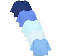 TupTam Baby Jungen Langarm Wickelshirt Baumwolle 5er Set, Farbe: Dunkelblau Jeans Blau Mintgrün, Kinder Größe: 56