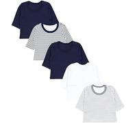 TupTam Baby Jungen Langarmshirt 5er Pack, Farbe: Blau Grau Streifen Uni Mix, Größe: 68